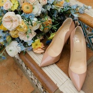 Christian Louboutin Hot Chick 100 Patent Red Sole High-Heel Pumps 40